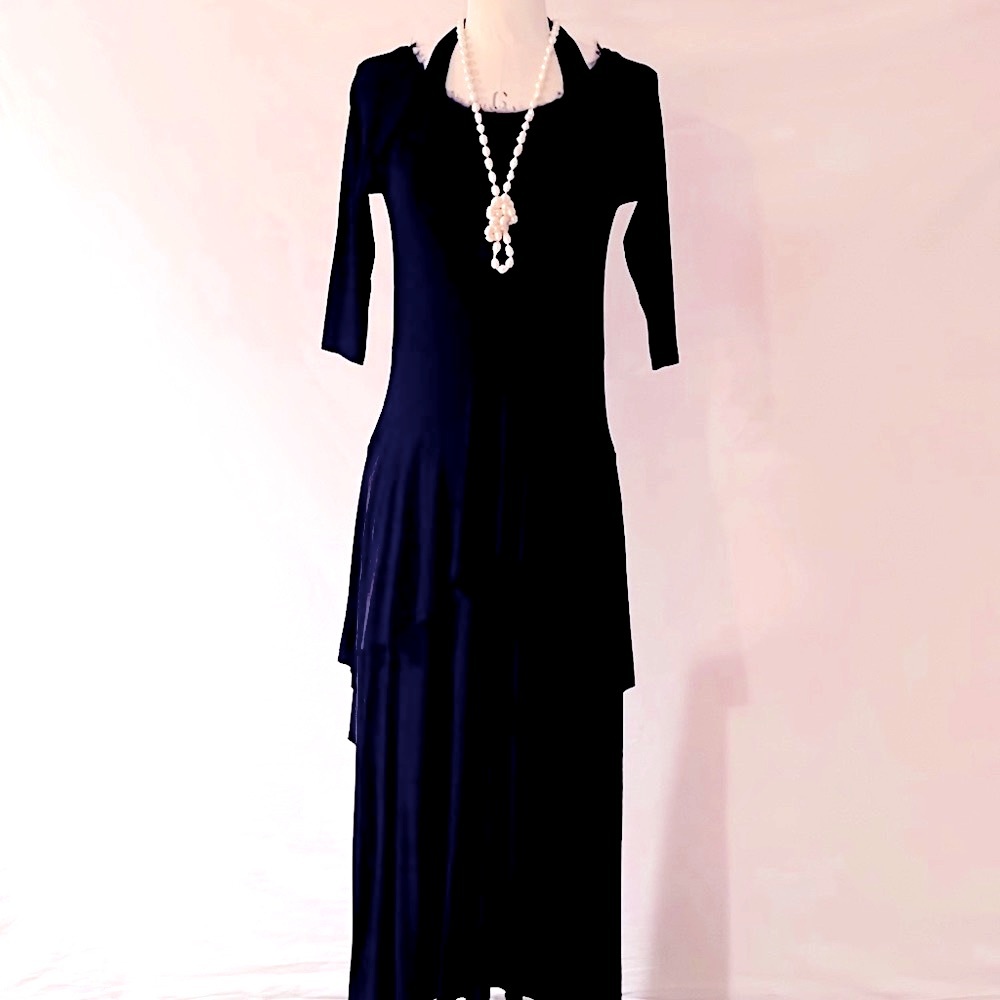 Gorgeous Peplum Dress in Black with Asymmetric Hem from Testimony Los Angeles